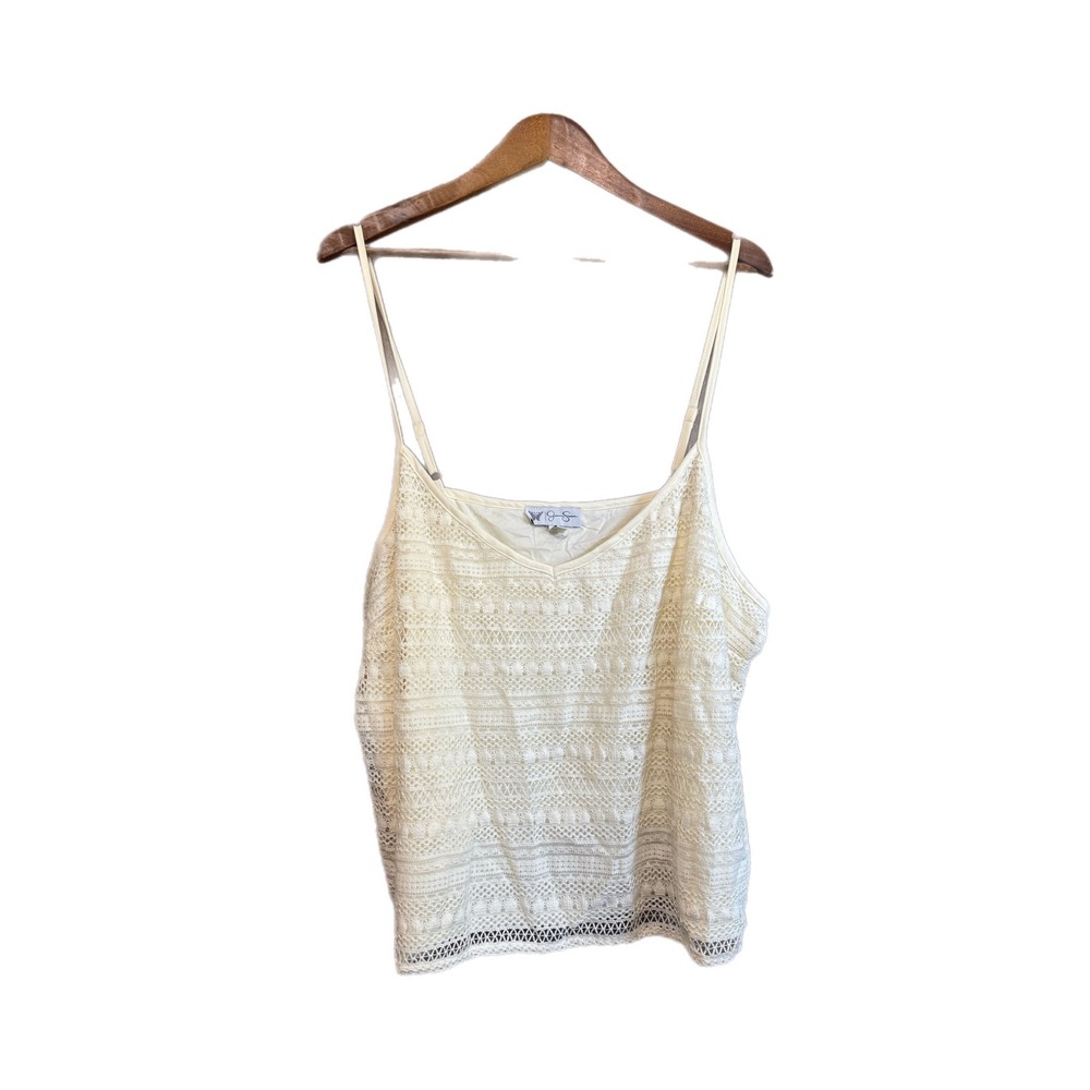 Jessica Simpson Lace Cami Women 4X Ivory Excellent Crochet Boho Tank Top